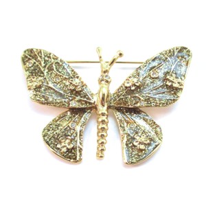 Glitter Gold and Green Butterfly Brooch